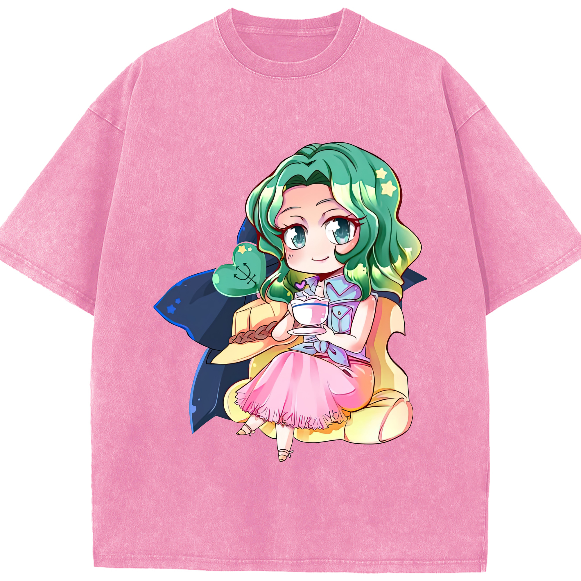 （画像用） 美少女戦士セーラームーン 海王 みちる（かいおう みちる） Sailor Moon Kaiou Michiru 綿100% ヴィンテージ風 半袖Tシャツ（フロントプリント）